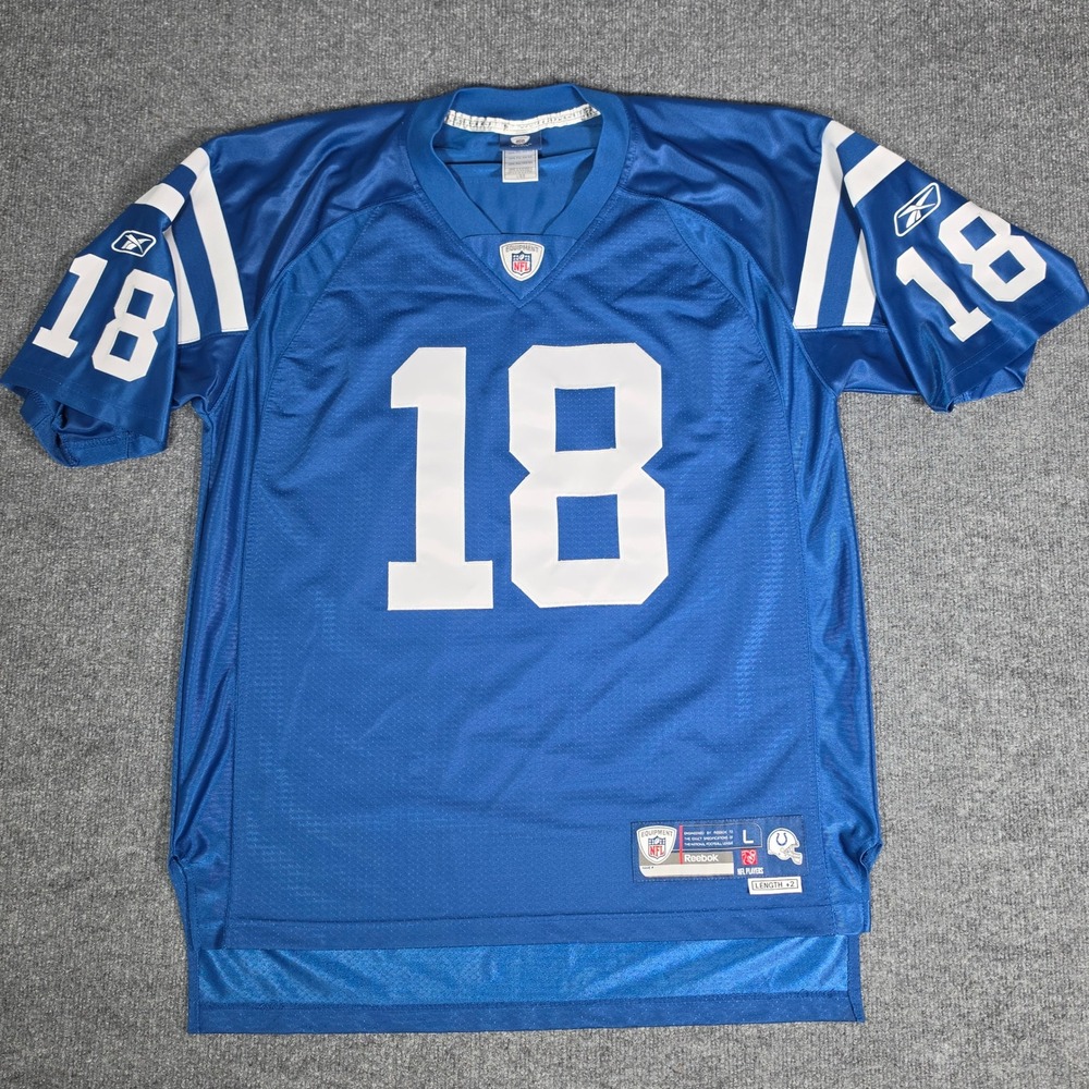 Reebok NFL Indianapolis Colts Peyton Manning 18 Jersey Mens Large Blue 7048A